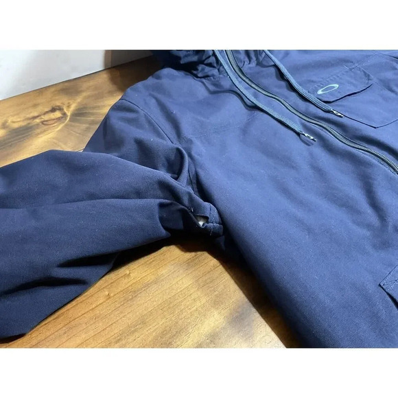 Vintage Oakley Light Hooded Jacket Size Small 3 Pocket Navy Blue - Picture 10 of 11